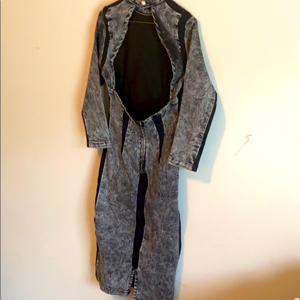 Black gray ash jean dress